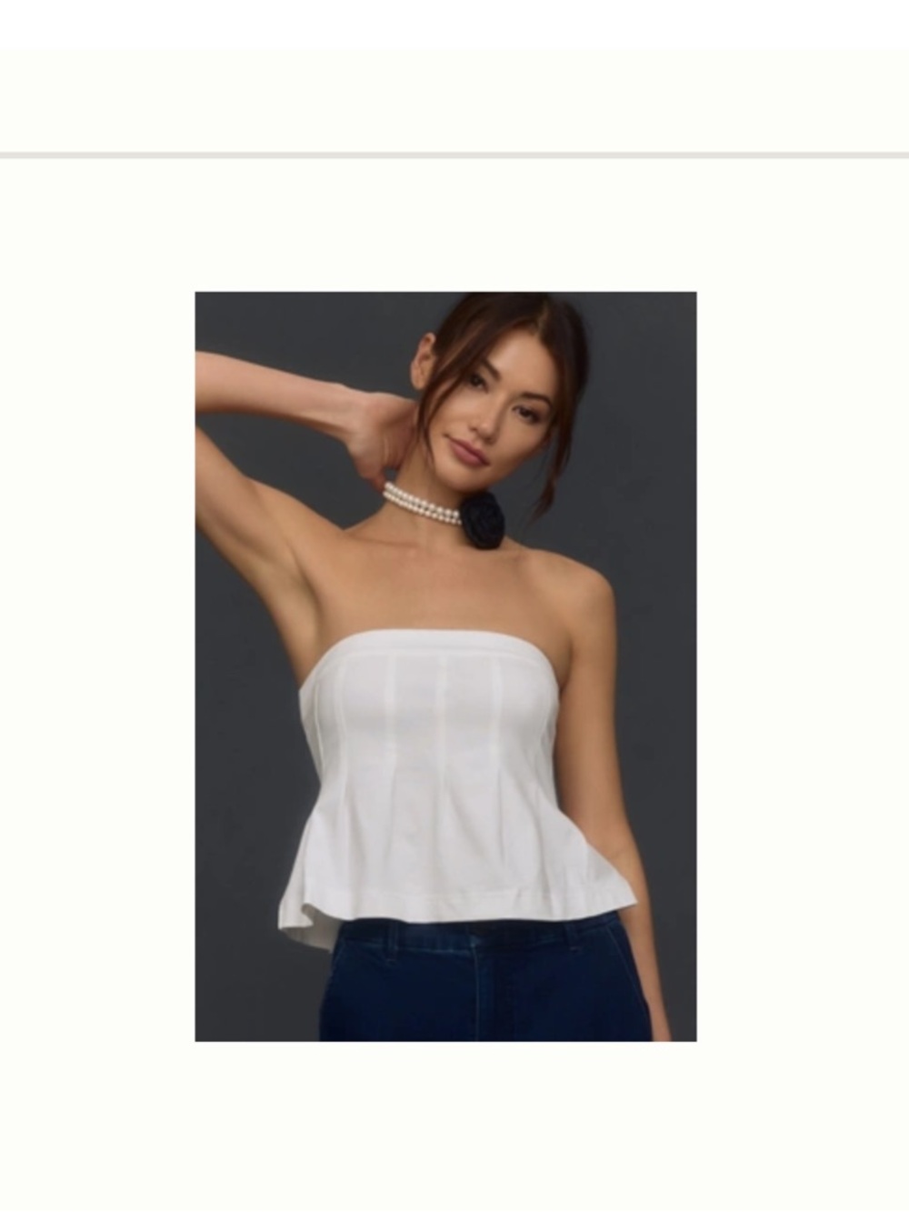 Anthropologie Maeve White Strapless Peplum Camisole